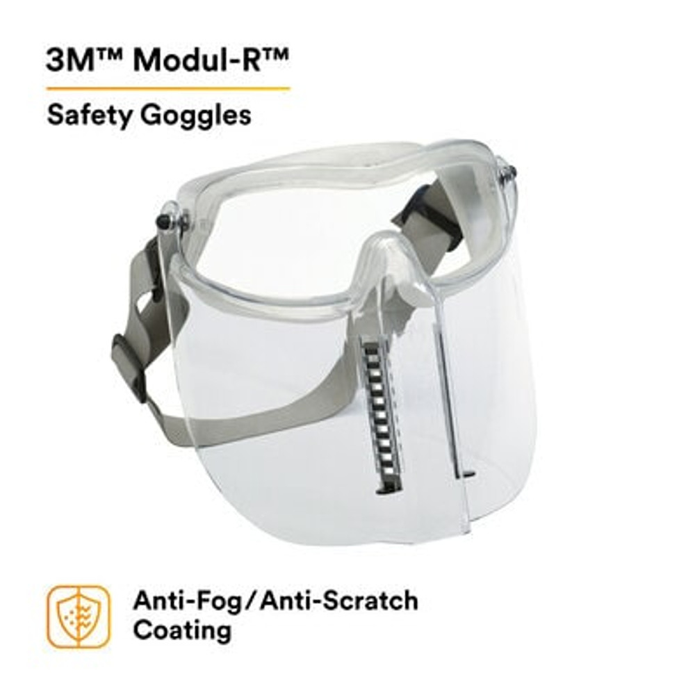 3M Modul-R Safety Goggle, 40658-00000-10 Clear Anti Fog Lens with ChinProtector 10 ea/case 62097