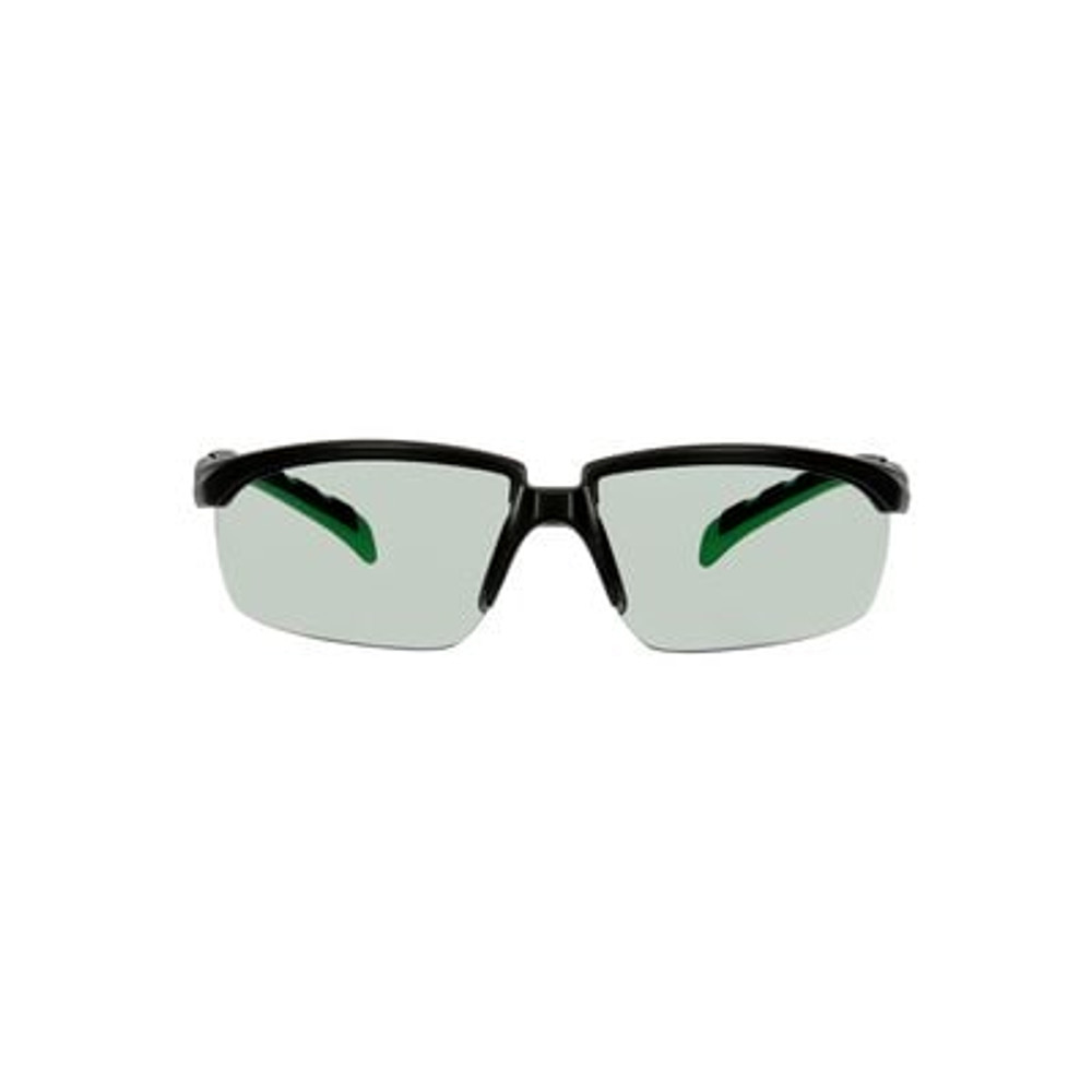 3M Solus 2000 Series, S2017AS-BLK, Black/Green Temples, IR 1.7 Gray Anti-Scratch - Frontside