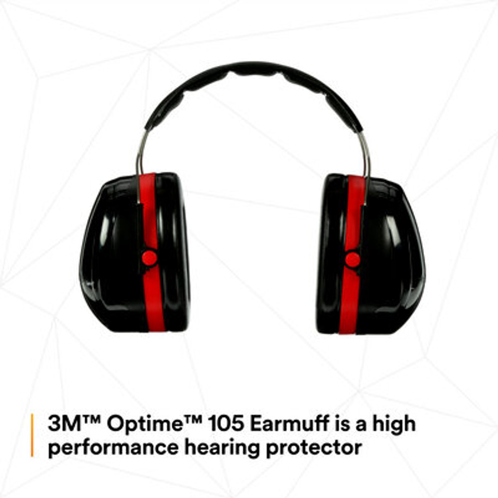 3M PELTOR Optime 105 Earmuffs H10A, Over-the-Head, 10 EA/Case 8101