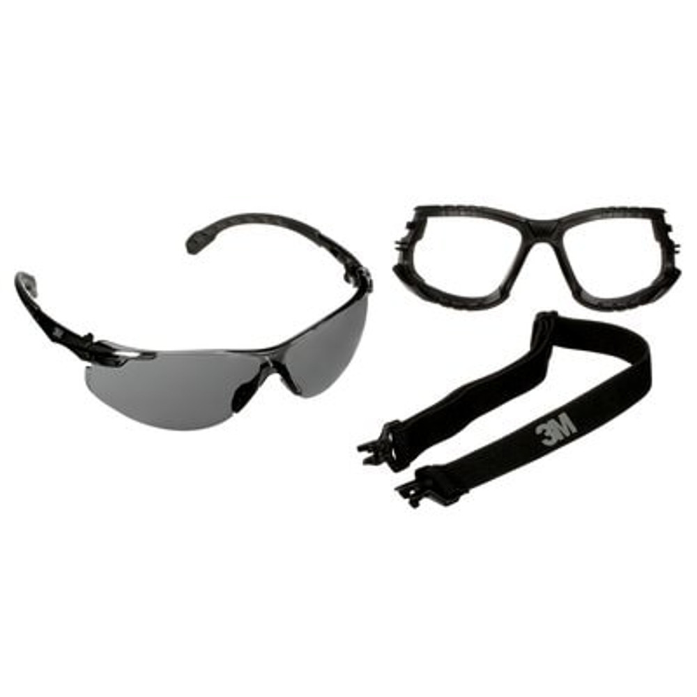 3M Solus 1000 Series S1502SGAF-KT Blk Temples Gray AF-AS lens Foam/Strap - Ver 2 - Frontside