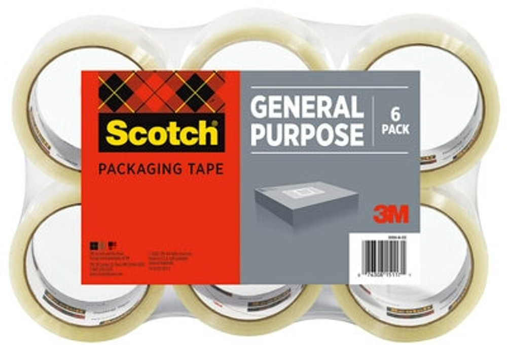 Scotch® General Purpose Packaging Tape, 1.88" x 54.6 yd (48 mm x 50 m), 6-PK