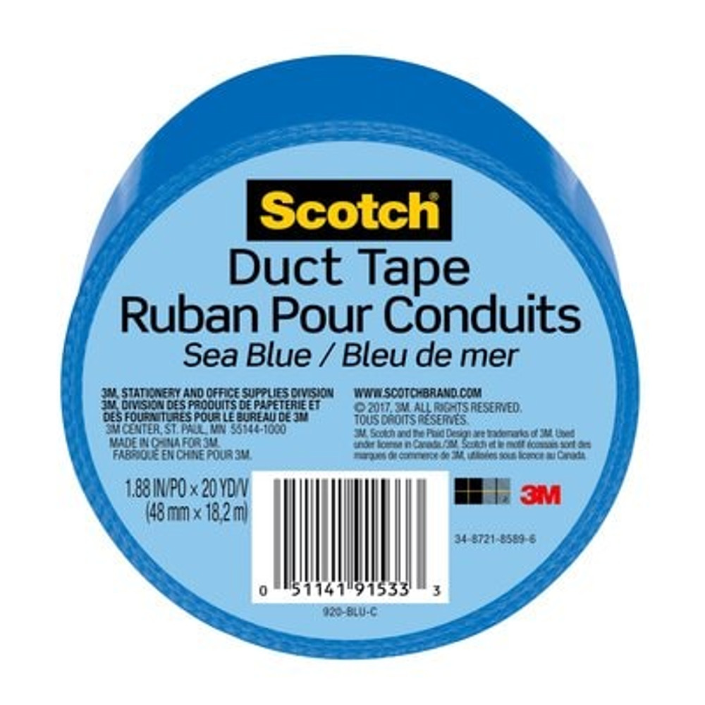 Scotch(R) Duct Tape 920-BLU-C, 1.88 in x 20 yd (48 mm x 18,2 m)