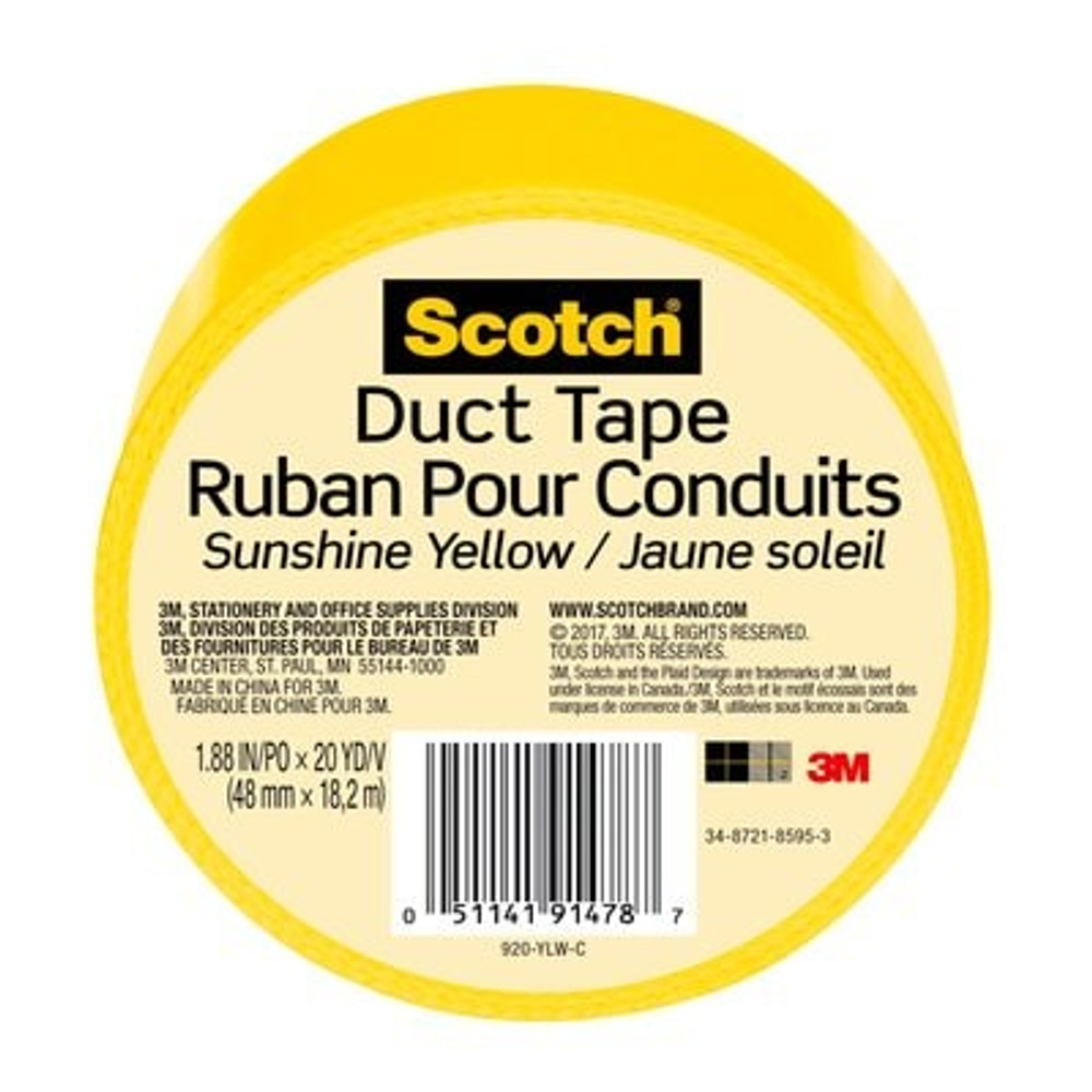 Scotch(R) Duct Tape 920-YLW-C, 1.88 in x 20 yd (48 mm x 18,2 m)