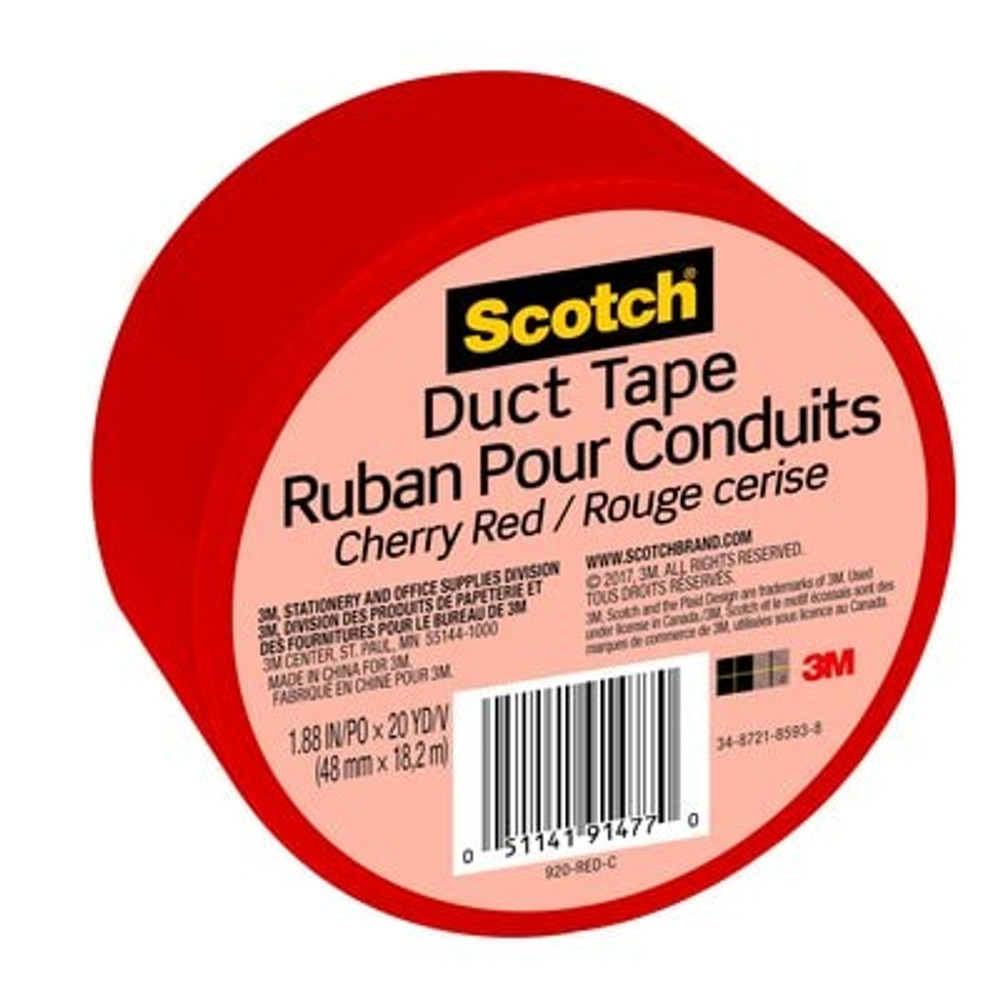 Scotch(R) Duct Tape 920-RED-C, 1.88 in x 20 yd (48 mm x 18,2 m)