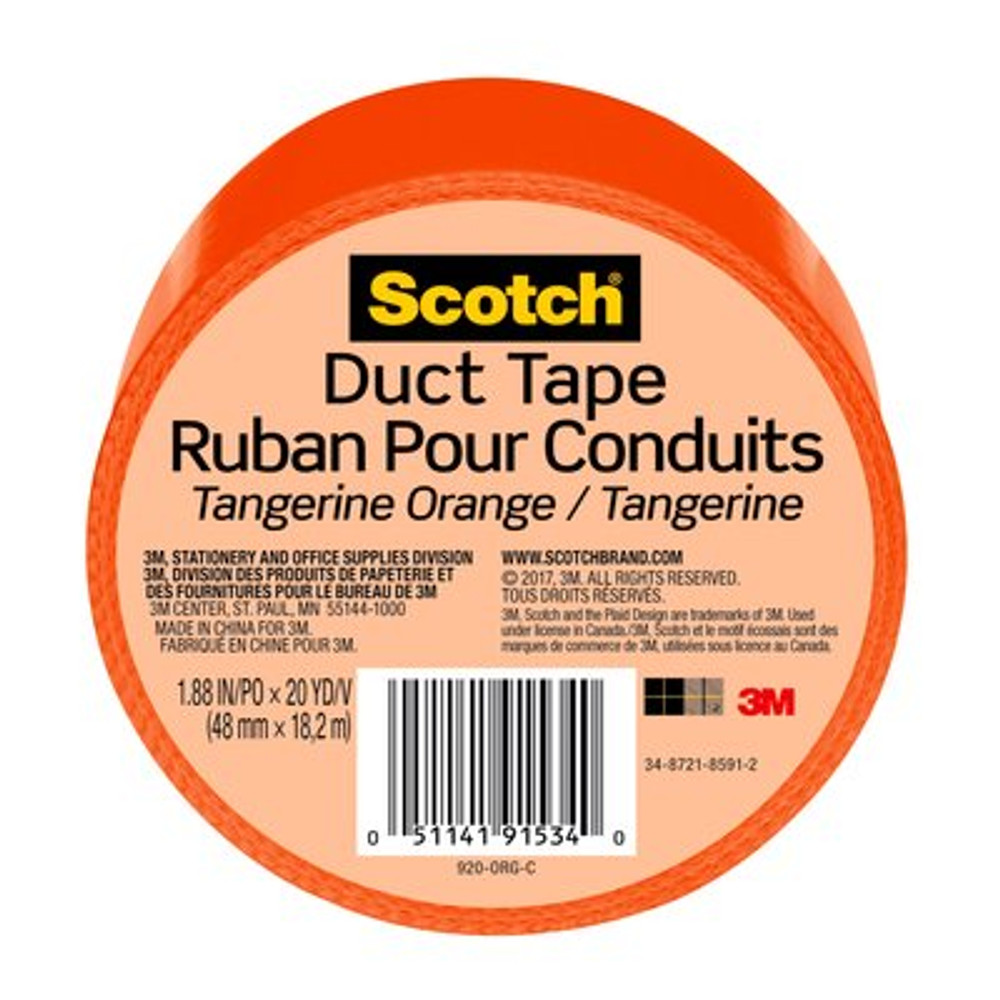 Scotch(R) Duct Tape 920-ORG-C, 1.88 in x 20 yd (48 mm x 18,2 m)