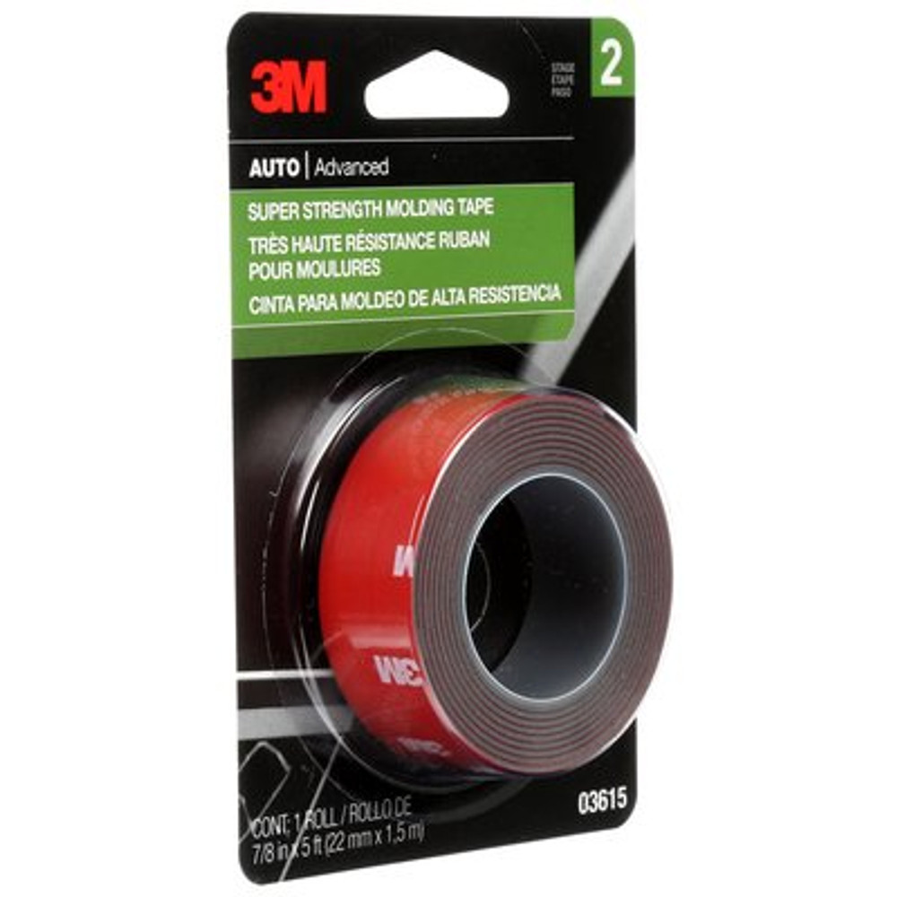 3M Super Strength Molding Tape, 03615SRP, 7/8 in x 5 ft, 6 per case 3615