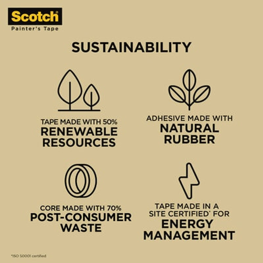 Scotch Contractor Grade Masking Tape 2020-24AP9, 0.94 in x 60.1 yd(24mm x 55m), 9 rolls/pack 41081