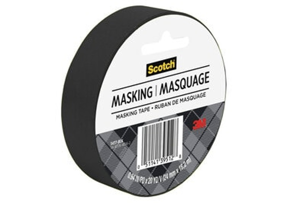 Scotch Expressions Masking Tape 3437-BLK, .94 in x 20 yd (24 mm x 18,2
m) Black