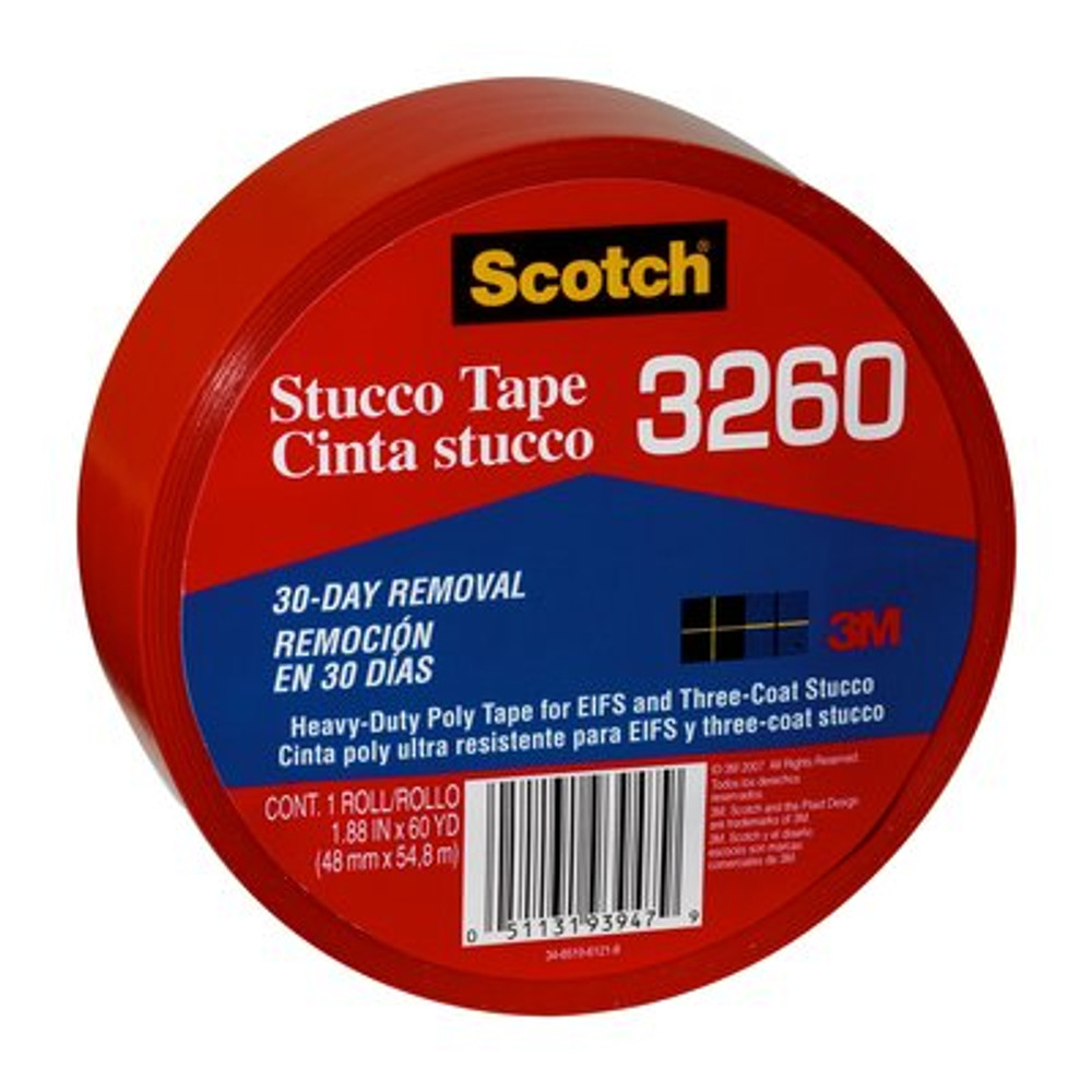 Scotch Stucco Tape 3260-A, 1.88 in x 60 yd (48 mm x 54.8 m) Stucco Tape12 rls/cs 93947