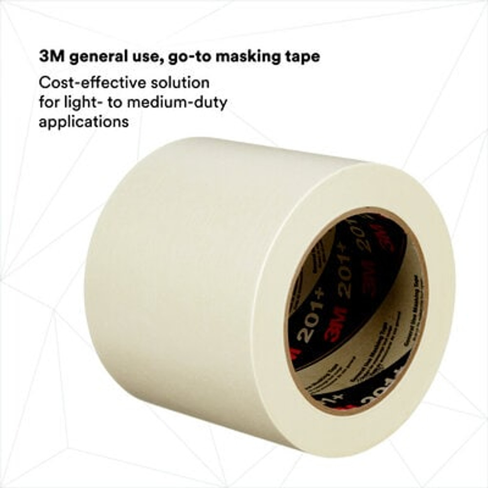 3M General Use Masking Tape 201+, Tan, 96 mm x 55 m, 4.4 mil, 8
Roll/Case