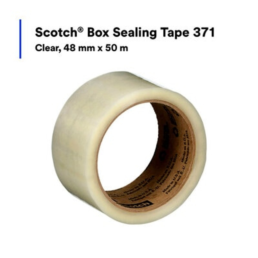 Scotch Box Sealing Tape 371, Clear, 48 mm x 50 m, 36/Case 13679