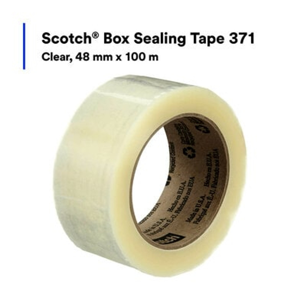 Scotch Box Sealing Tape 371, Clear, 48 mm x 100 m, 36/Case 15873