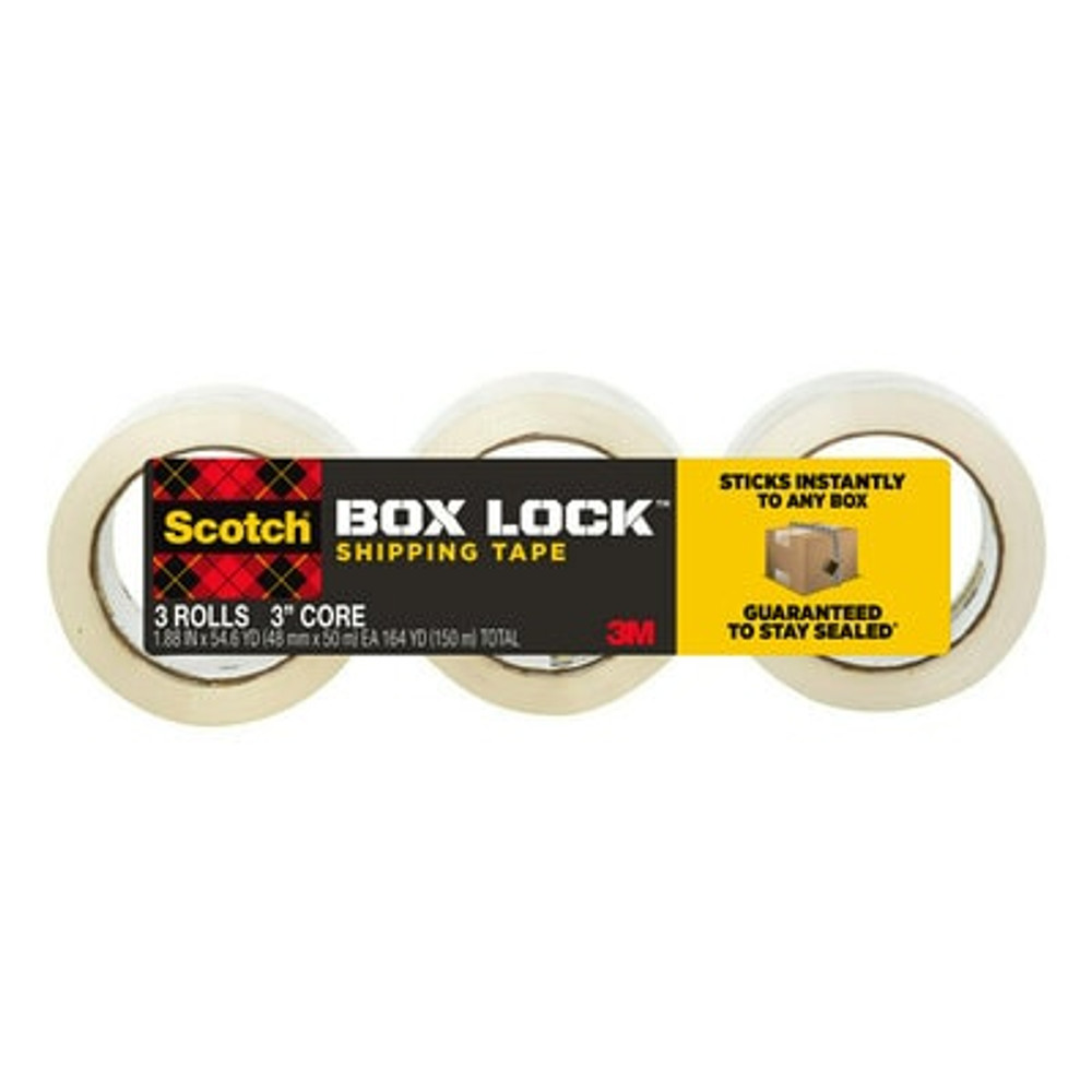 Scotch® Box Lock Packaging Tape 3950-3, 1.88 in x 54.6 yd, 3 Rolls/Pack