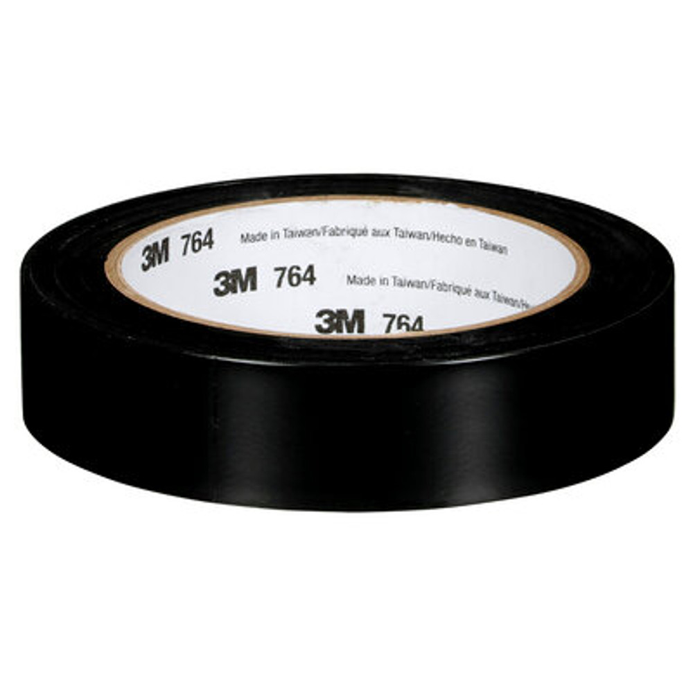 3M General Purpose Vinyl Tape 764, Black, 1 in x 36 yd, 5 mil, 36 Roll/Case, Individually Wrapped Conveniently Packaged 43428