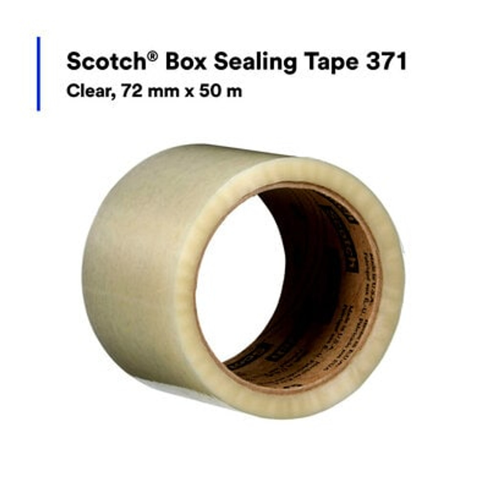 Scotch Box Sealing Tape 371, Clear, 72 mm x 50 m, 24/Case 19279