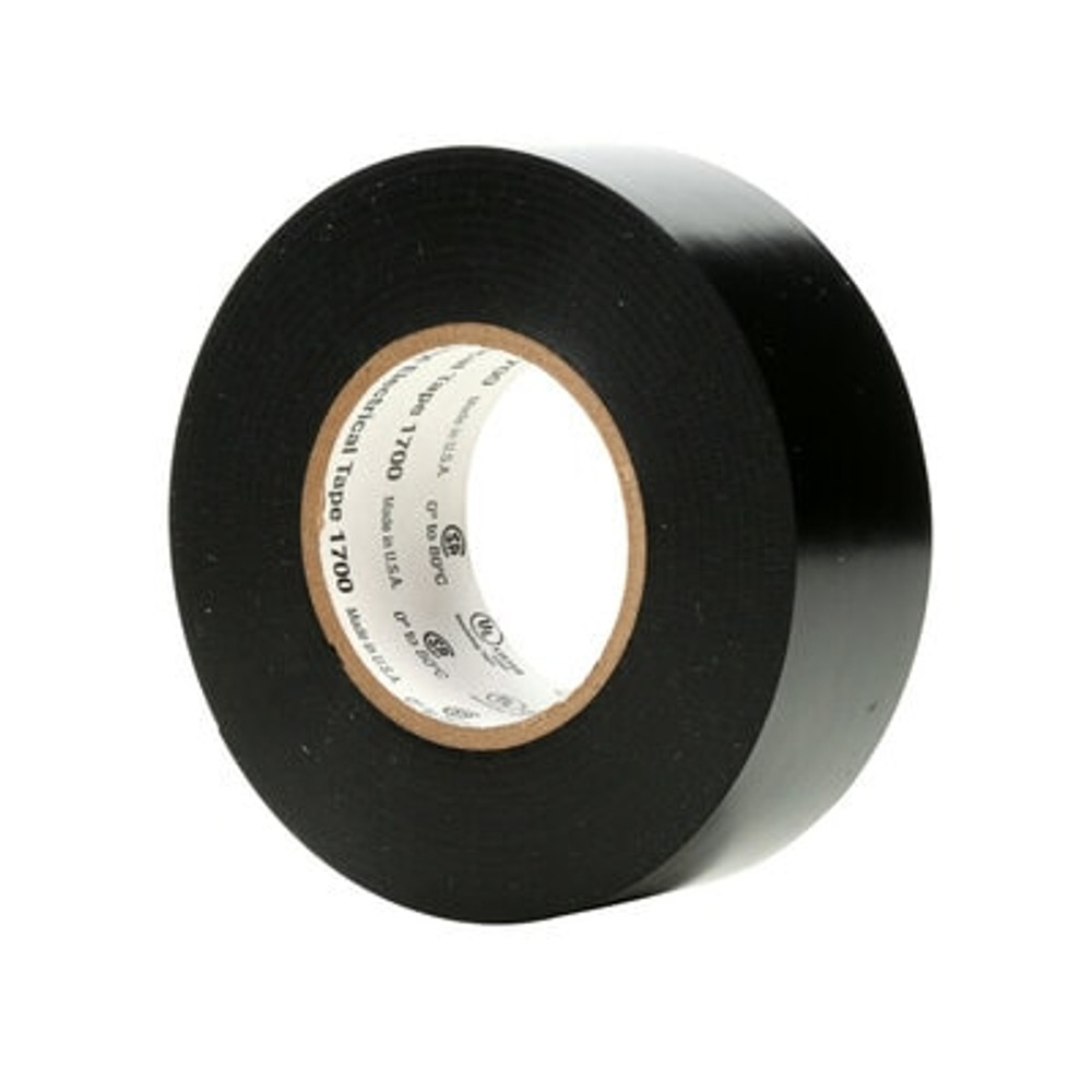 3M Temflex Vinyl Electrical Tape 1700, 2 in x 36 yd, Black, 25rolls/Case 43963