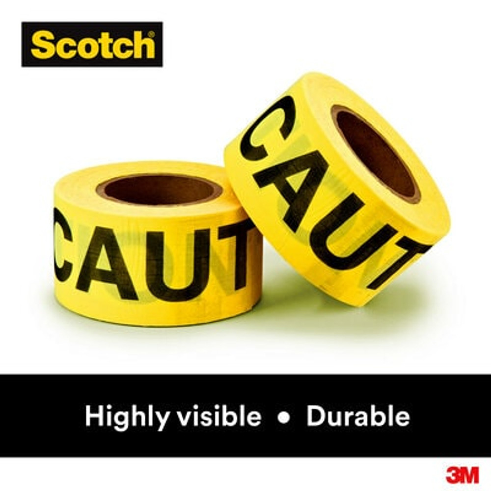 Scotch Barricade Tape 301, CAUTION, 3 in x 300 ft, Yellow, 16rolls/Case 53460