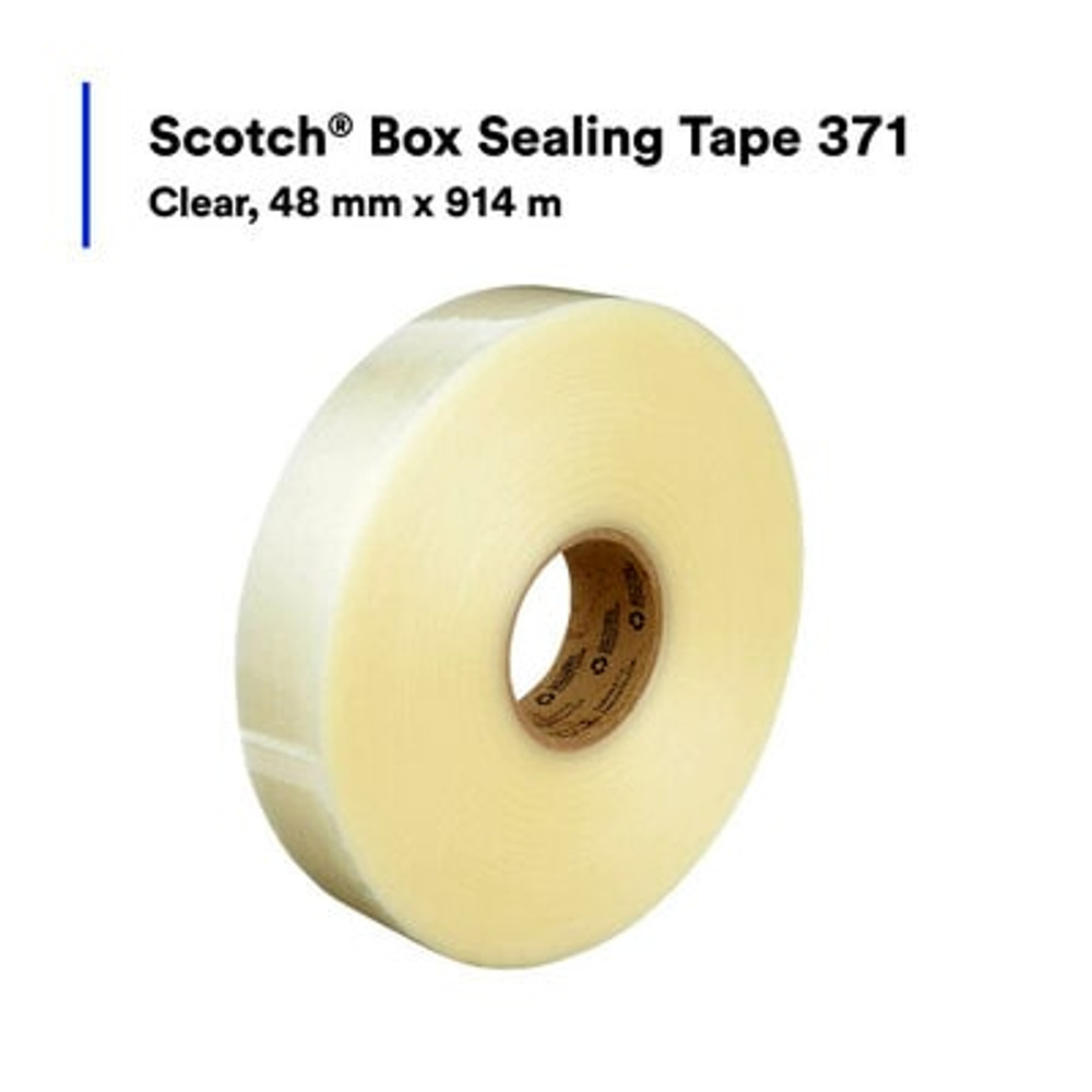 Scotch Box Sealing Tape 371, Clear, 48 mm x 914 m, 6/Case 13681