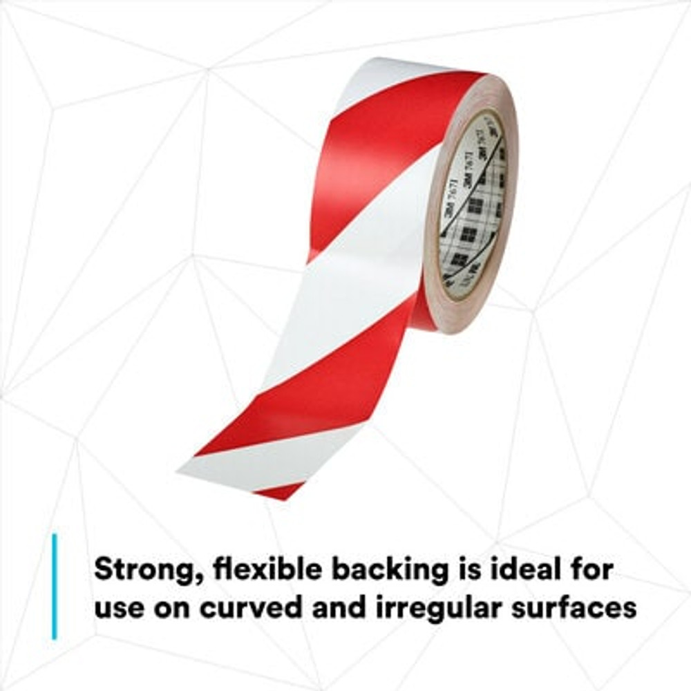 3M Safety Stripe Vinyl Tape 767, Red/White, 2 in x 36 yd, 5 mil, 24 Roll/Case, Individually Wrapped Conveniently Packaged 43186