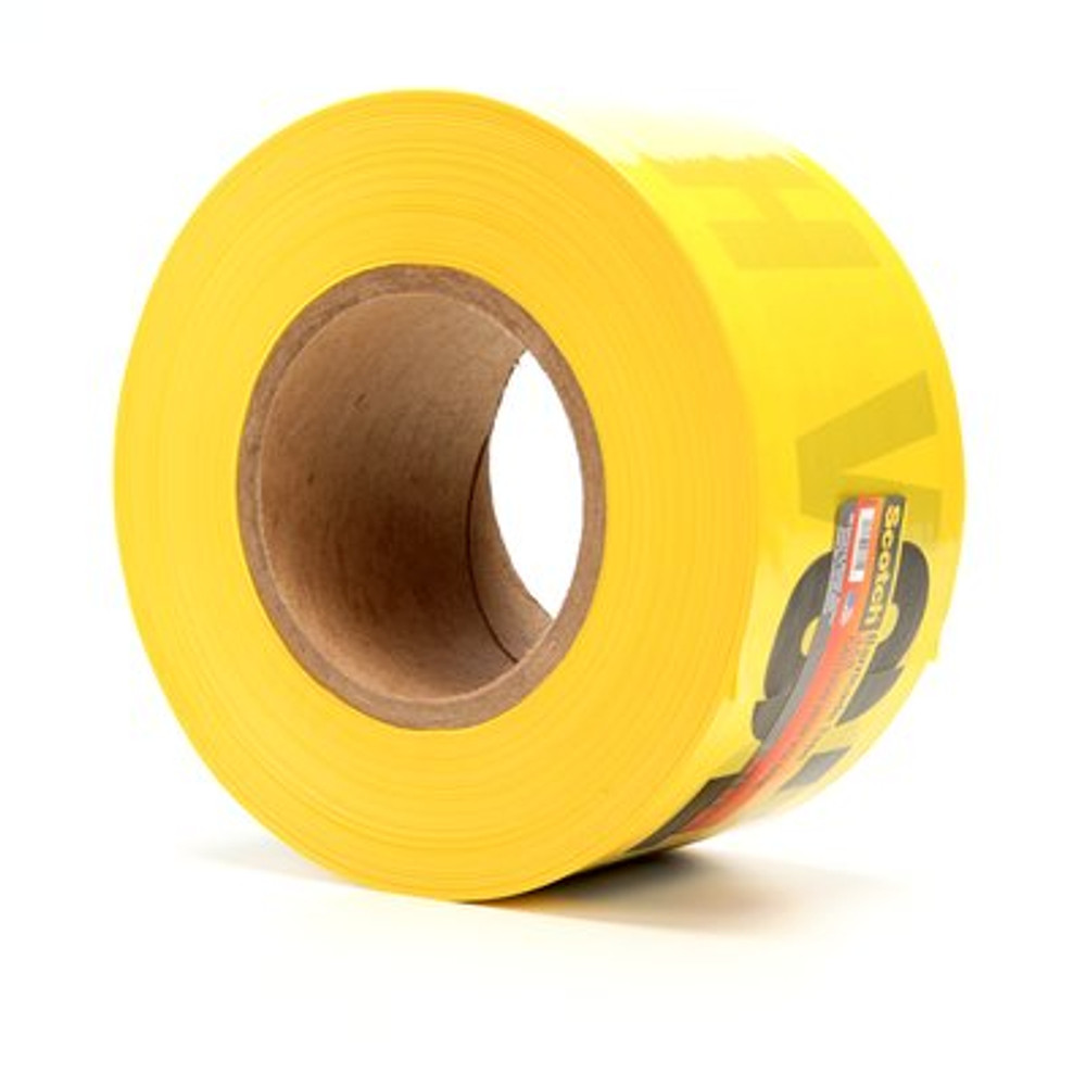 Scotch Barricade Tape 358, CAUTION HIGH VOLTAGE, 3 in x 1000 ft,Yellow, 8 rolls/Case 57761