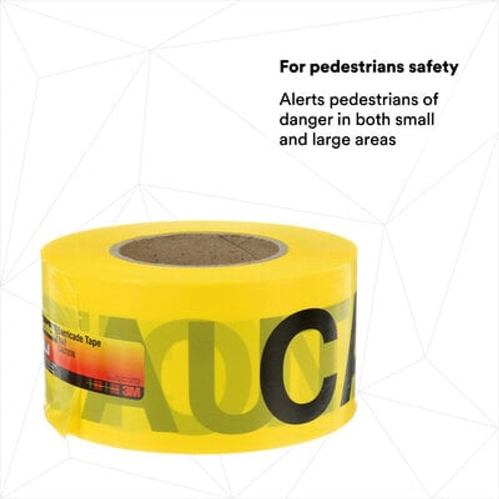 Scotch Barricade Tape 300, CAUTION, 3 in x 1000 ft, Yellow, 8rolls/Case 53042