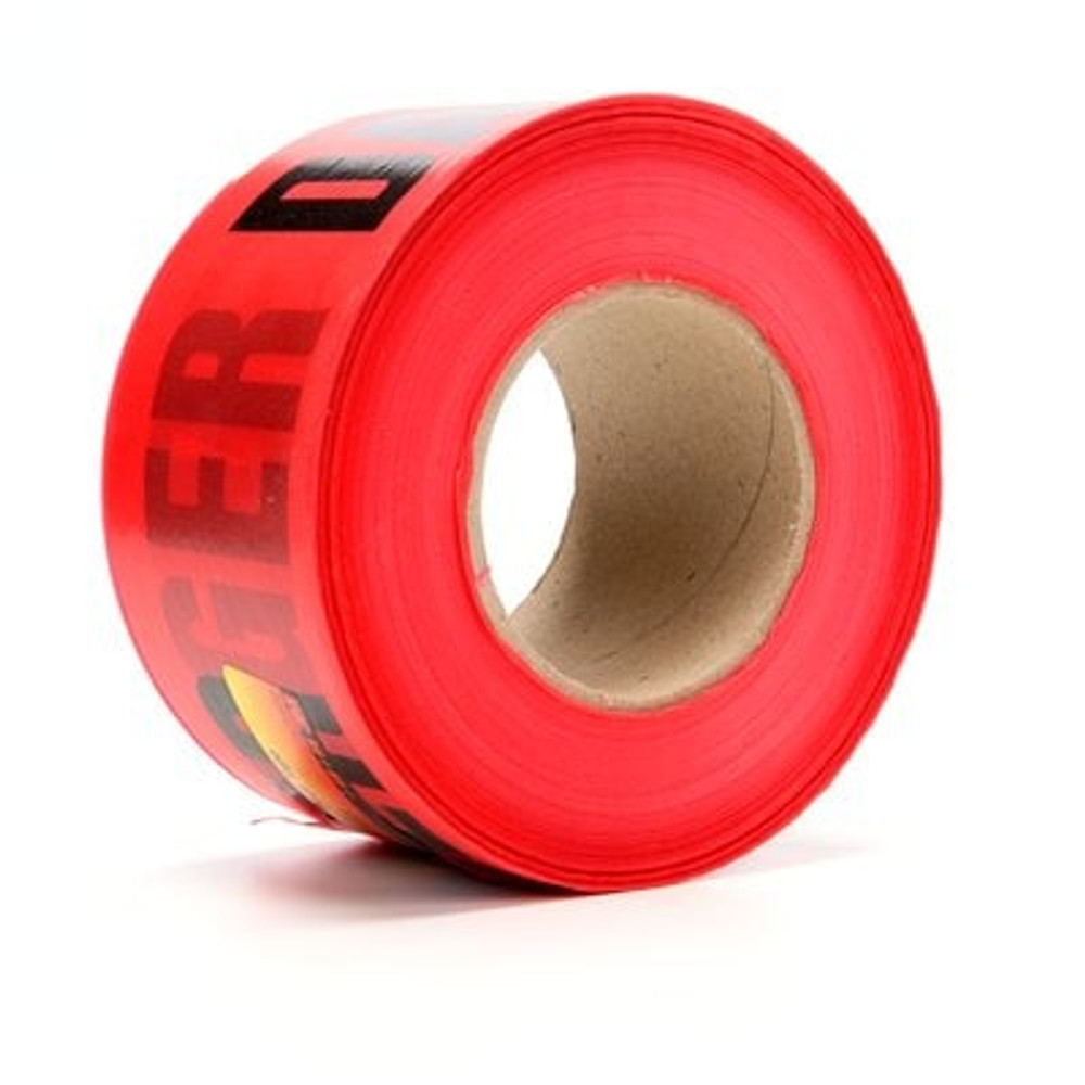 Scotch Barricade Tape 357, DANGER, 3 in x 1000 ft, Red, 8 rolls/Case 57764