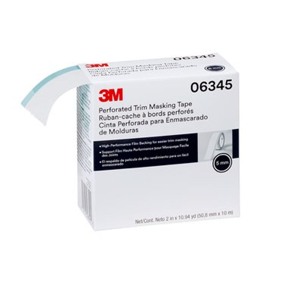 3M Perforated Trim Masking Tape, 06345, 5 mm Hard Band, 50.8 mm x 10 m, 6 rolls per case