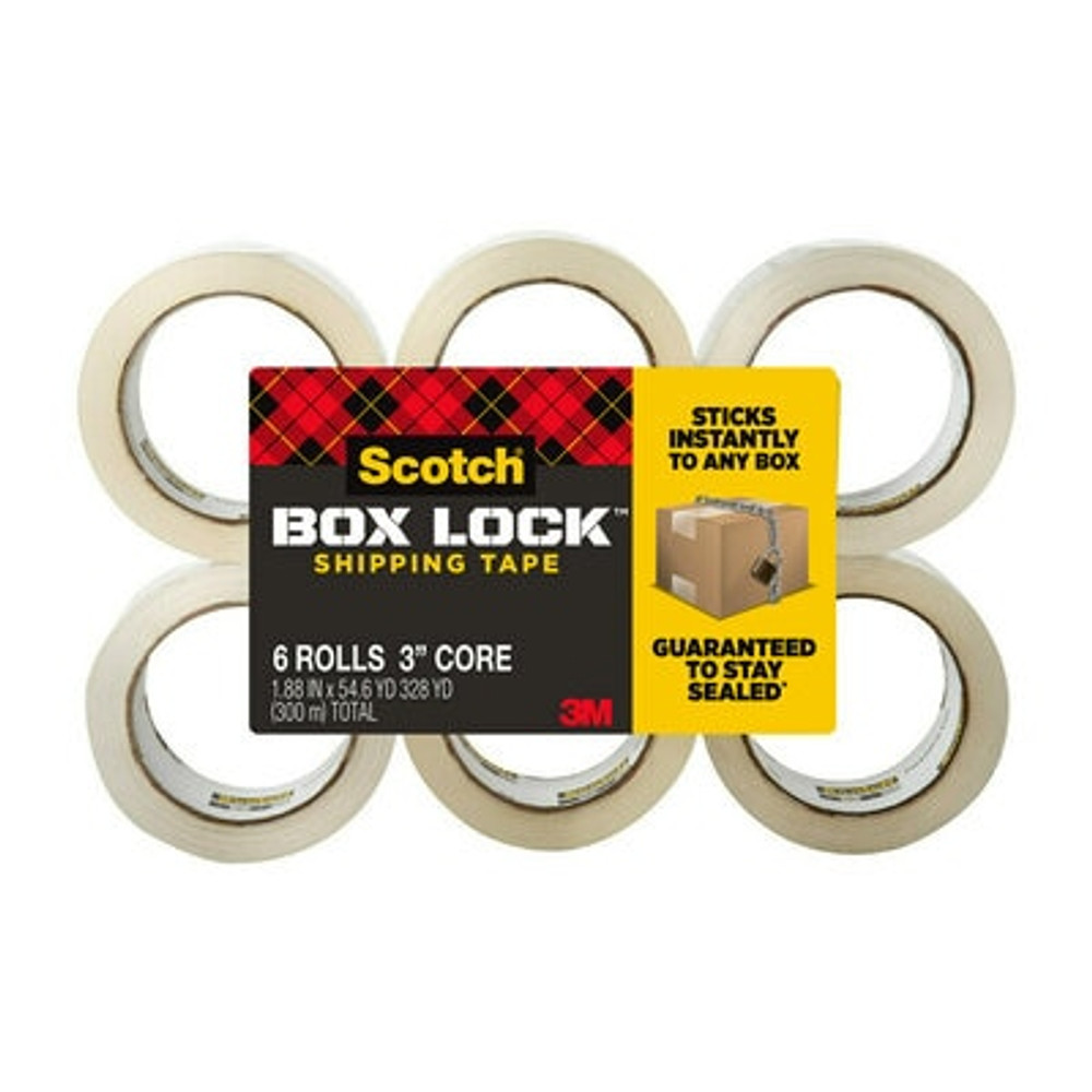 Scotch® Box Lock Packaging Tape 3950-3, 1.88 in x 54.6 yd, 6 Rolls/Pack