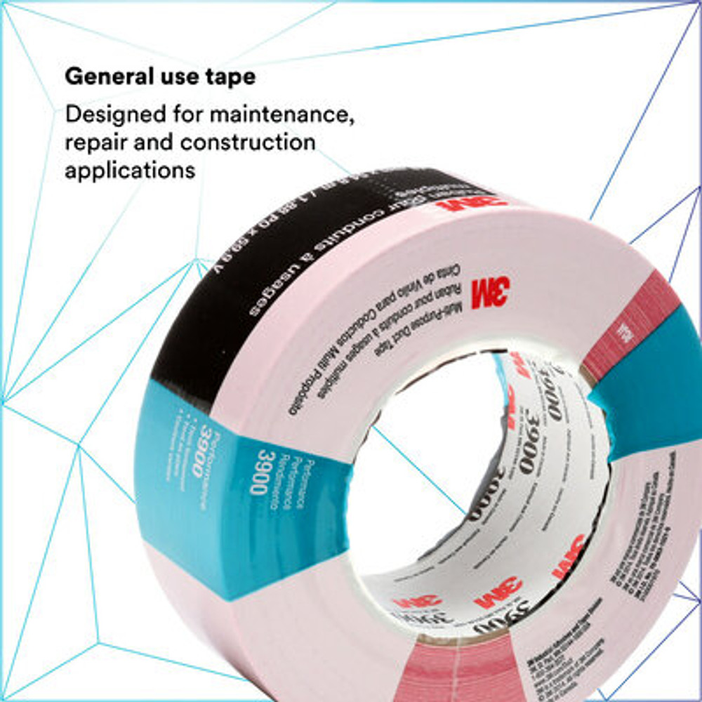3M Multi-Purpose Duct Tape 3900, Red, 48 mm x 54.8 m, 7.6 mil, 24
Roll/Case, Individually Wrapped Conveniently Packaged