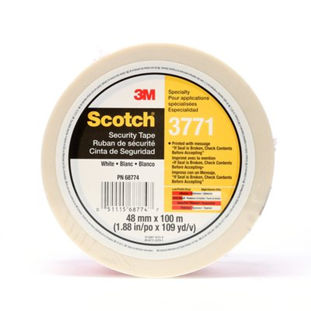 Scotch Printed Message Box Sealing Tape 3771, White, 48 mm x 100 m, (6
roll/pack 6 pack/case) 36/case, Conveniently Packaged