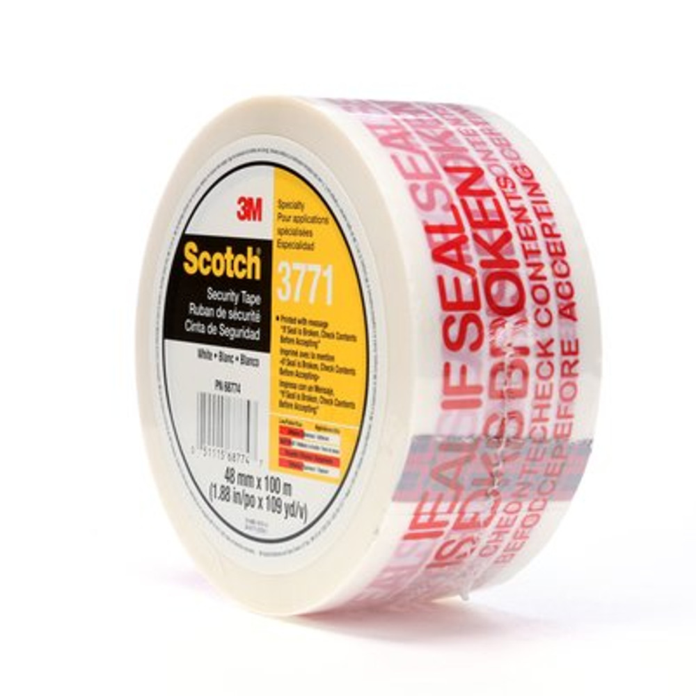 Scotch Printed Message Box Sealing Tape 3771, White, 48 mm x 100 m, (6
roll/pack 6 pack/case) 36/case, Conveniently Packaged