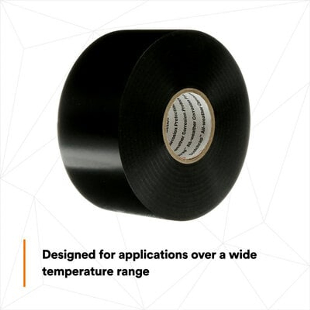 3M Scotchrap Vinyl Corrosion Protection Tape 50, 3 in x 100 ft,Unprinted, Black, 16 rolls/Case 9468