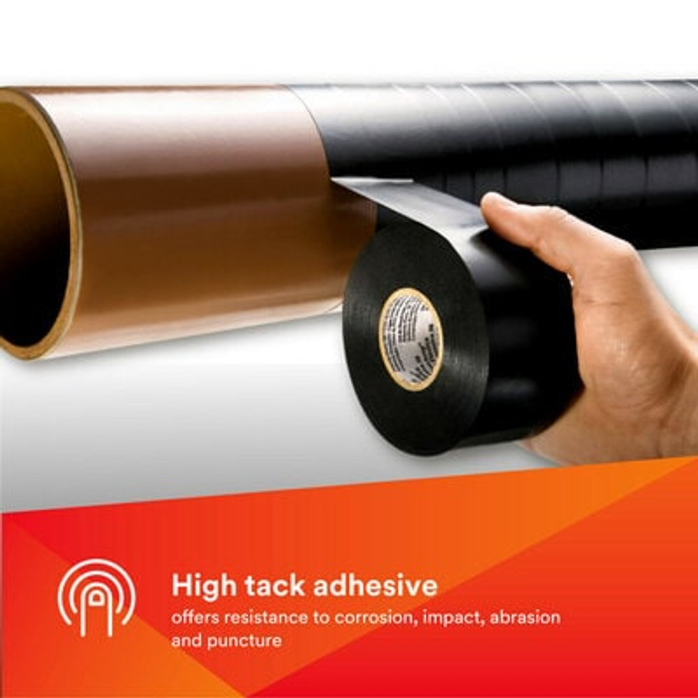 3M Scotchrap Vinyl Corrosion Protection Tape 50, 6 in x 100 ft,Unprinted, Black, 8 rolls/Case 15785