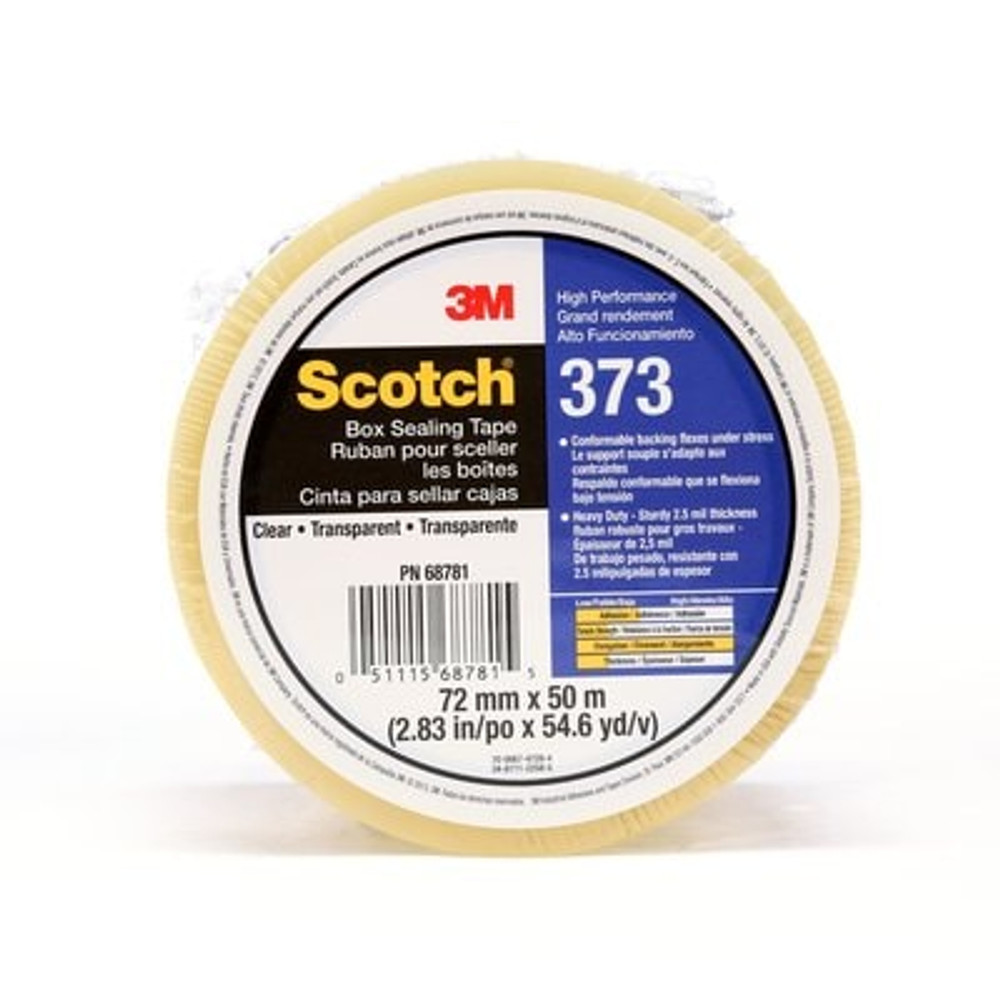 Scotch Box Sealing Tape 373, Clear, 72mm x 50m, 24/Case, Individually
Wrapped Conveniently Packaged