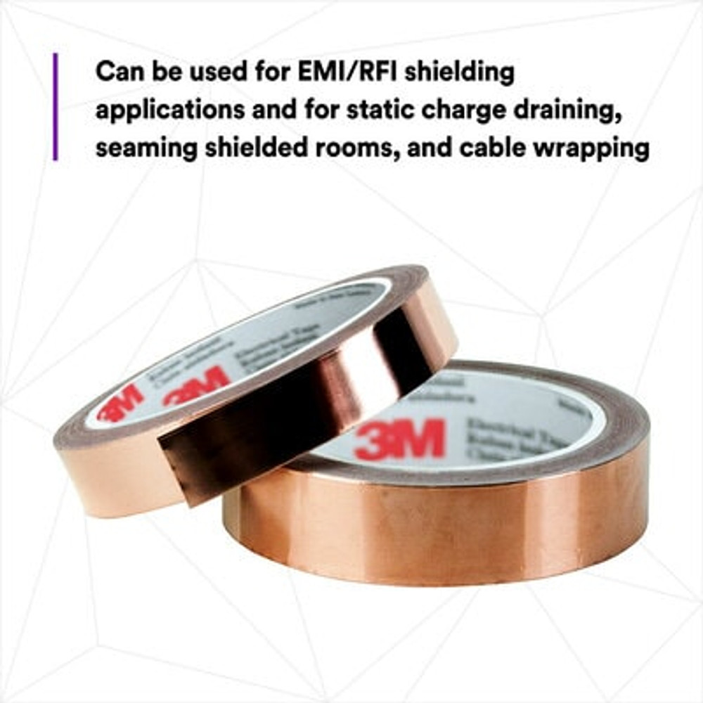 3M EMI Copper Foil Shielding Tape 1181, 2 in x 18 yd (50,80 mm x 16.5m), 5 per case 27470