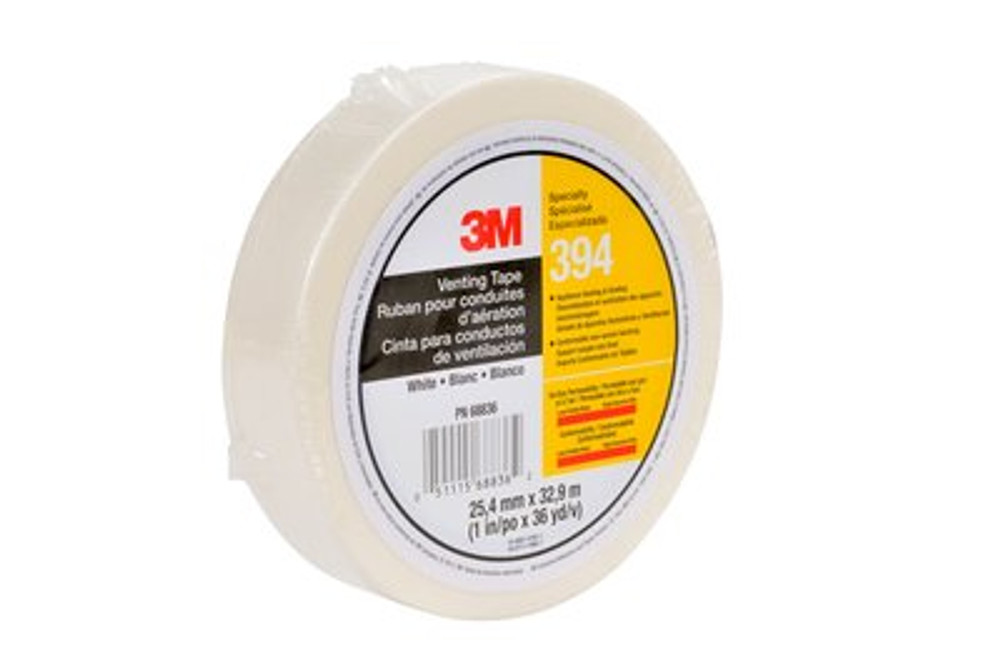 3M Vent Tape 394, White, 1 in x 36 yd, 4 mil, 36 rolls per case,Individually Wrapped Conveniently Packaged 68836