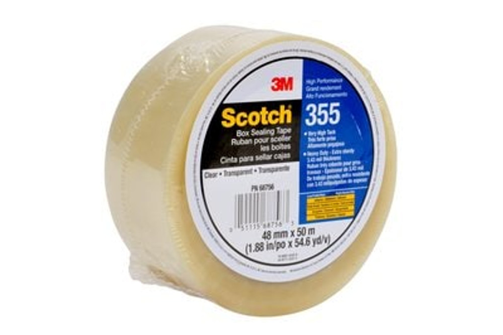 Scotch Box Sealing Tape 355, Clear, 48 mm x 50 m, 36/Case, Individually
Wrapped Conveniently Packaged