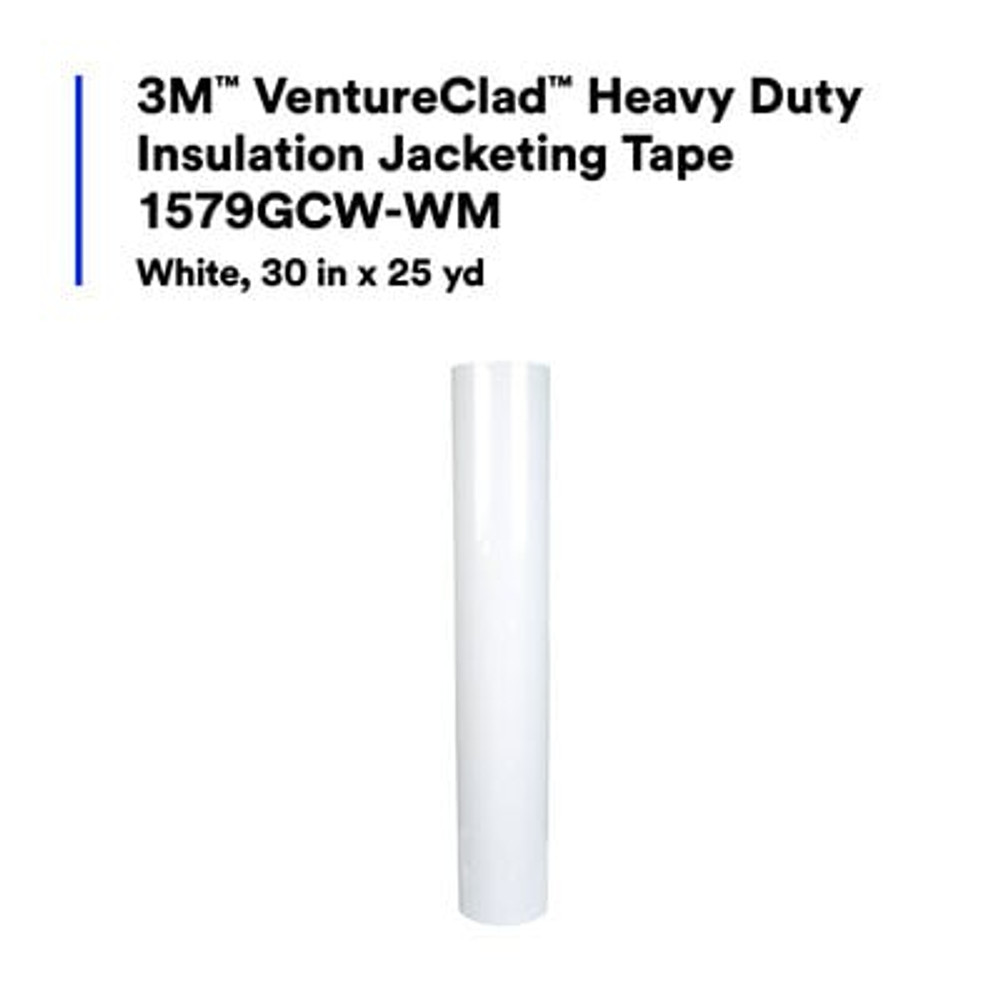 3M VentureClad Heavy Duty Insulation Jacketing Tape 1579GCW-WM, White,
30 in x 25 yd, 1 Roll/Case