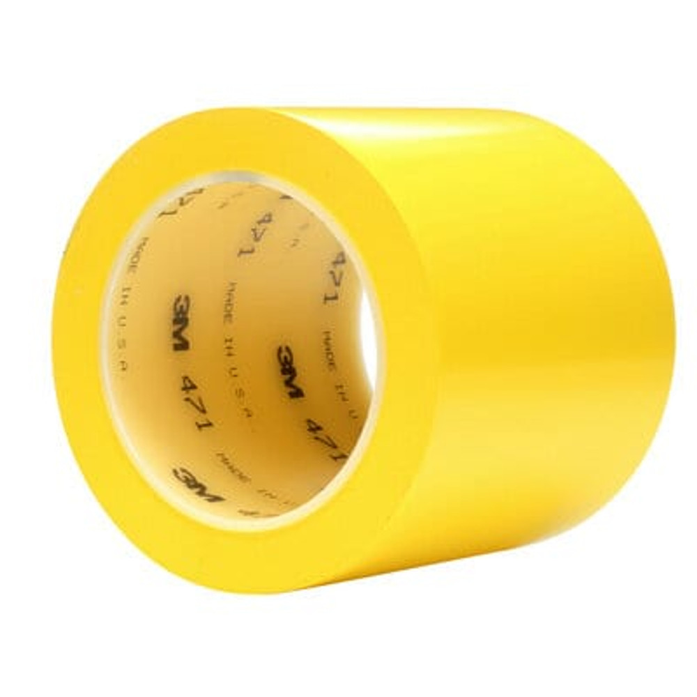 3M Vinyl Tape 471, Yellow, 4 in x 36 yd, 5.2 mil, 8 rolls per case 3131