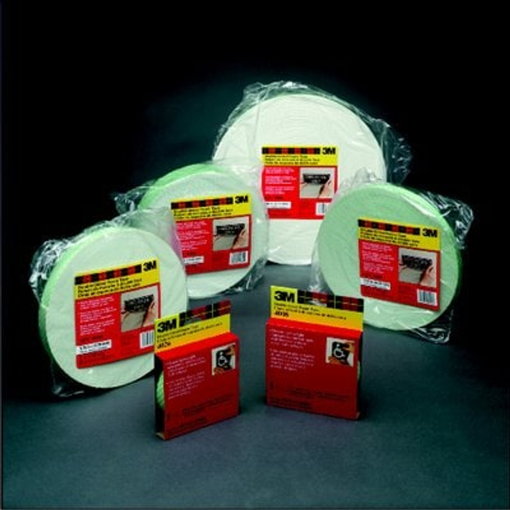 3M Double Coated Urethane Foam Tape 4026, Natural, 1 in x 36 yd, 62mil, 9 rolls per case 17057