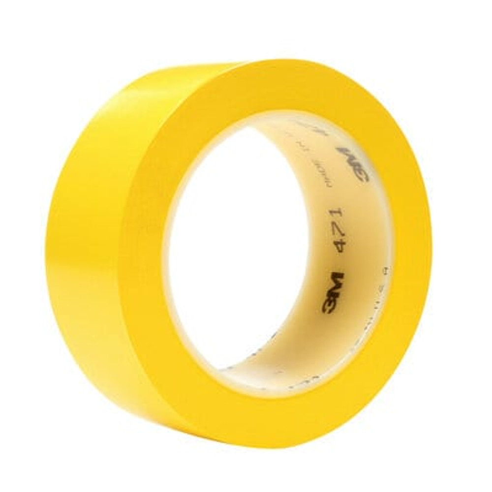 3M Vinyl Tape 471, Yellow, 1 1/2 in x 36 yd, 5.2 mil, 24 Roll/Case