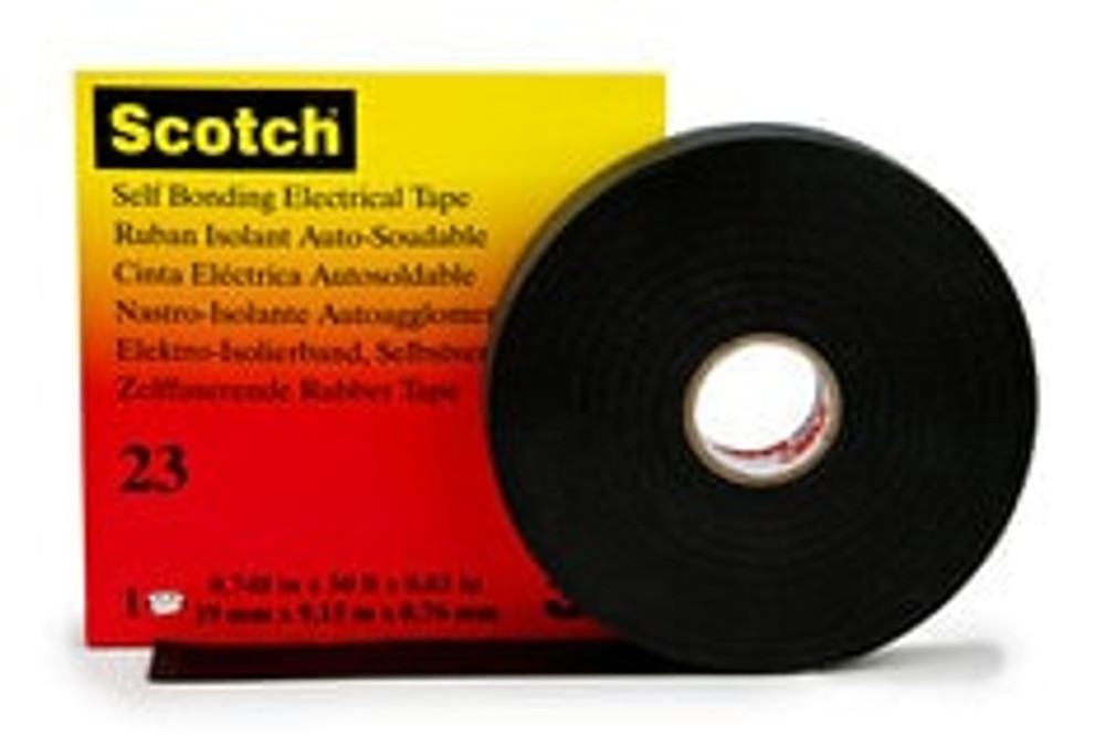 Scotch Rubber Splicing Tape 23, 1 in x 30 ft, Black, 32 rolls/Case 396
