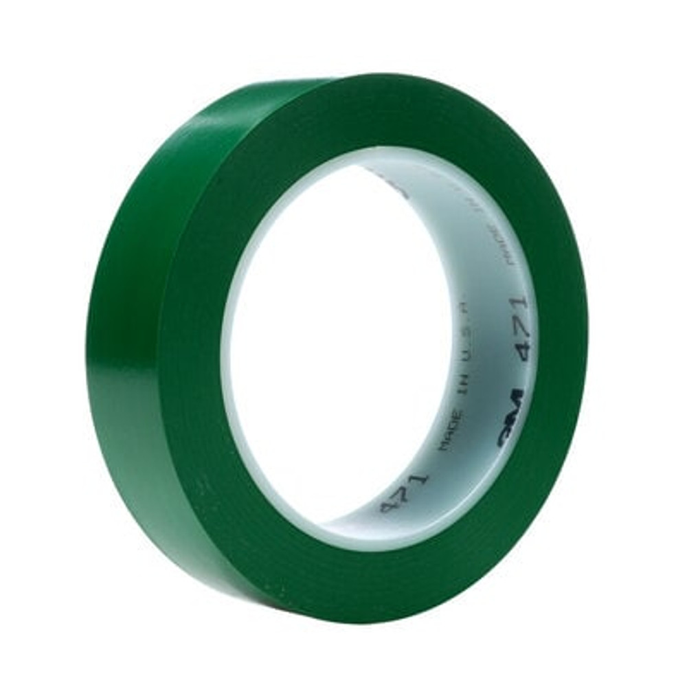 3M Vinyl Tape 471 Green, 1/2 in x 36 yd 5.2 mil