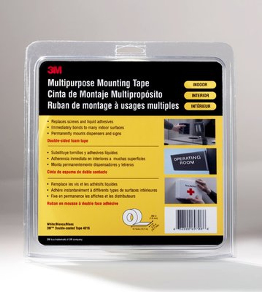 3M Double Coated Urethane Foam Tape 4016, Off White, 2 in x 36 yd, 62
mil, 6 Roll/Case