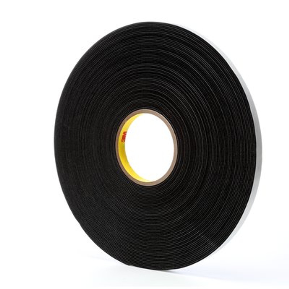 3M Vinyl Foam Tape 4516, Black, 1/2 in x 36 yd, 62 mil, 18 Roll/Case