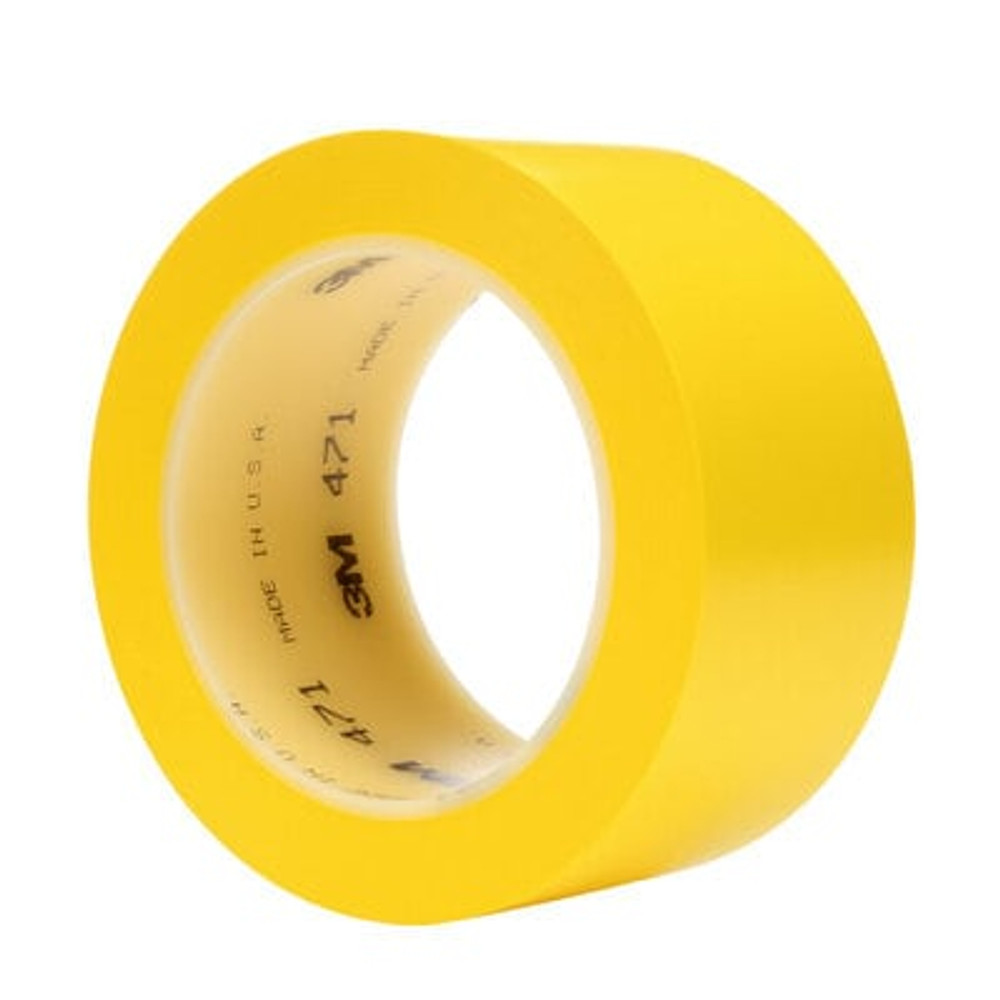 3M Vinyl Tape 471, Yellow, 2 in x 36 yd, 5.2 mil, 24 rolls per case 4310