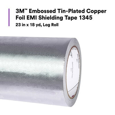 3M Embossed Tin-Plated Copper Foil EMI Shielding Tape 1345, 19 mm x
16,5 m, Log Roll, 1 Roll/Case