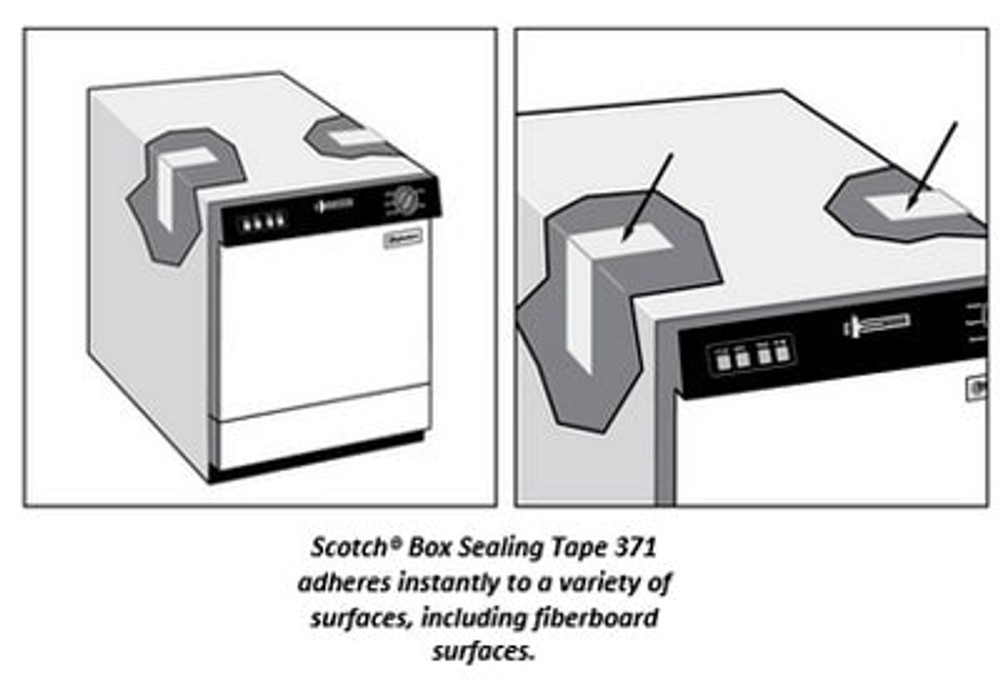 Scotch Box Sealing Tape 371, Clear, 36 mm x 1500 m, 8/Case 63083