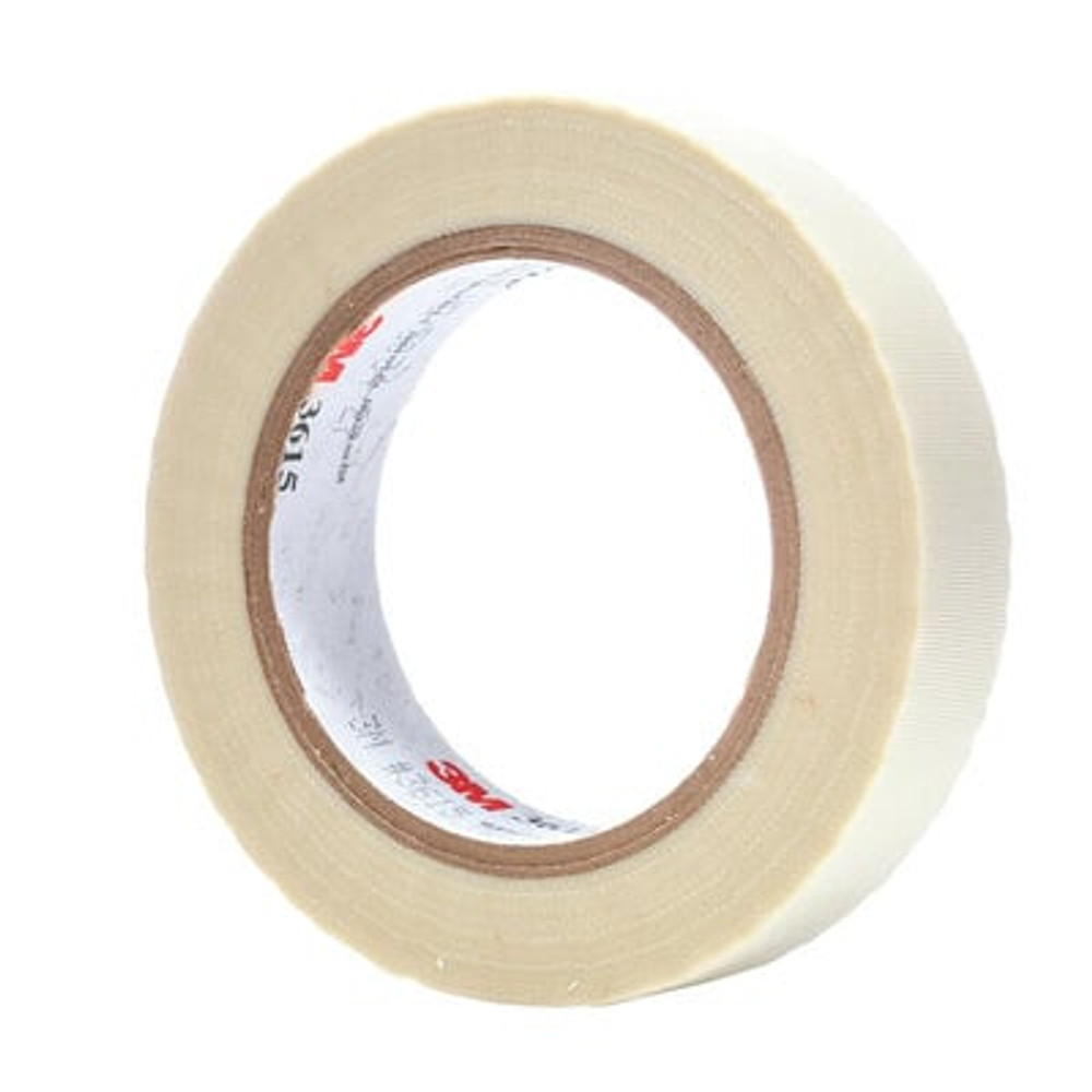 3M Glass Cloth Tape 3615, White, 1/2 in x 36 yd, 7 mil, 72 rolls percase 48233