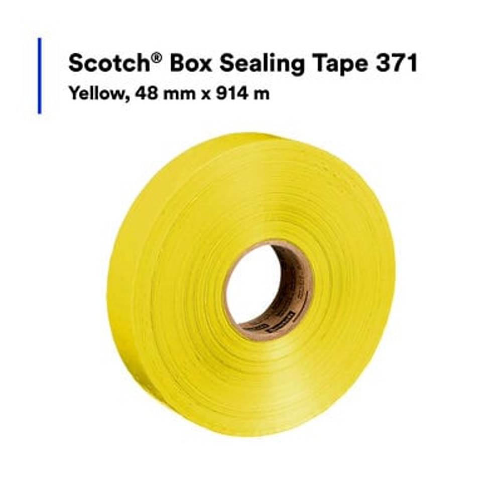 ScotchÂ® Box Sealing Tape 371, Yellow, 48 mm x 914 m, 6/Case